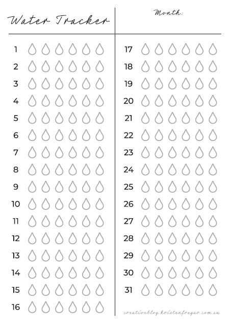 Water Tracker Free Printable | Kristen Fragar Blog